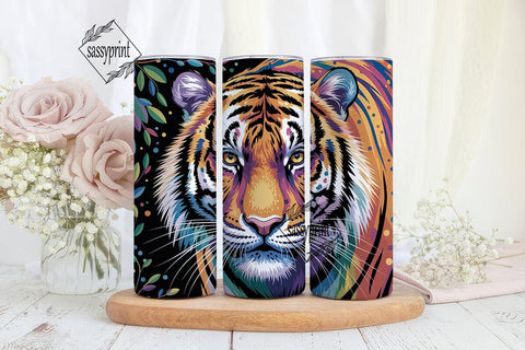 Colorful Dotted Tiger 20oz Tumbler Wrap Sublimation sassyprint 