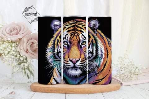 Colorful Dotted Tiger 20oz Tumbler Wrap Sublimation sassyprint 