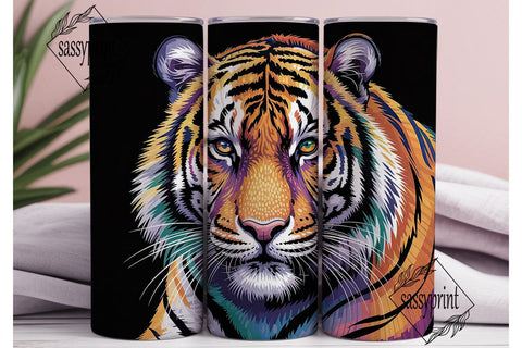 Colorful Dotted Tiger 20oz Tumbler Wrap Sublimation sassyprint 