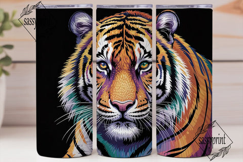 Colorful Dotted Tiger 20oz Tumbler Wrap Sublimation sassyprint 