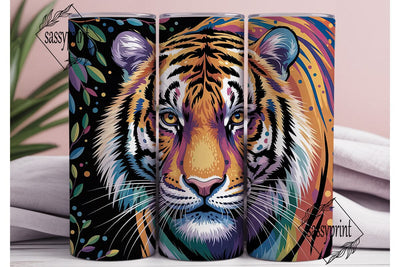 Colorful Dotted Tiger 20oz Tumbler Wrap Sublimation sassyprint 