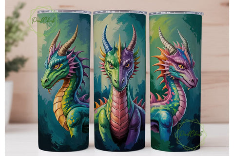 Colorful Dragon 20oz Tumbler Wrap Sublimation PixelChick 