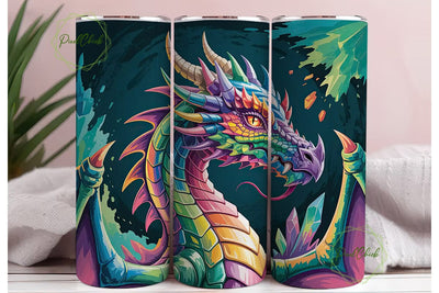 Colorful Dragon 20oz Tumbler Wrap Sublimation PixelChick 