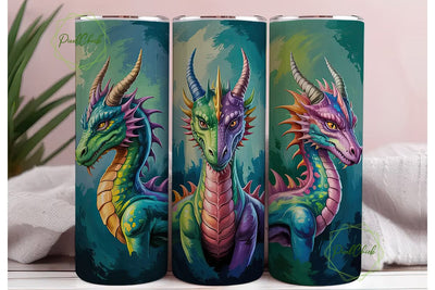 Colorful Dragon 20oz Tumbler Wrap Sublimation PixelChick 