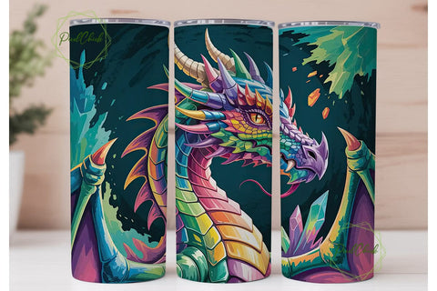 Colorful Dragon 20oz Tumbler Wrap Sublimation PixelChick 