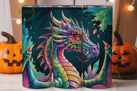 Colorful Dragon 20oz Tumbler Wrap Sublimation PixelChick 