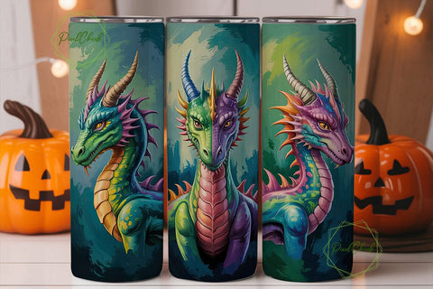 Colorful Dragon 20oz Tumbler Wrap Sublimation PixelChick 