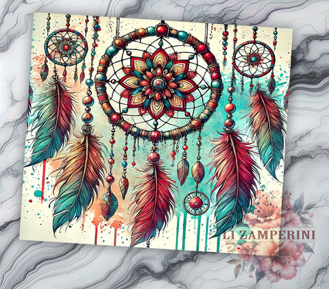 Colorful Dreamcatcher Tumbler Wrap, Dreamcatcher Tumbler, Colorful Design, 20oz Wrap, Sublimation Design, Boho Drinkware, Native American Gift, Artistic Cup Sublimation Li Zamperini 