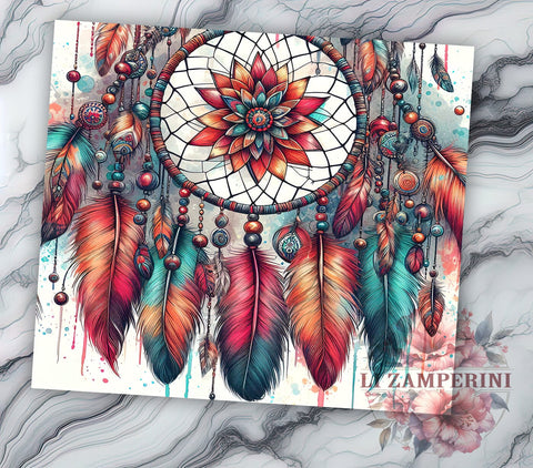 Colorful Dreamcatcher Tumbler Wrap, Dreamcatcher Tumbler, Colorful Design, 20oz Wrap, Sublimation Design, Boho Drinkware, Native American Gift, Artistic Cup Sublimation Li Zamperini 