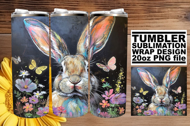 Colorful Easter Bunny Tumbler Design Sublimation afrosvg 