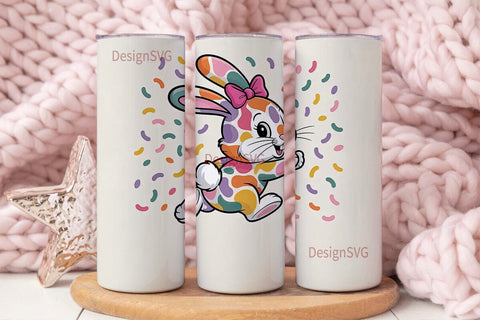 Colorful Easter Bunny Tumbler Wrap Sublimation DesignSVG 