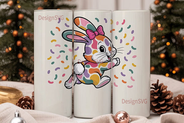 Colorful Easter Bunny Tumbler Wrap Sublimation DesignSVG 