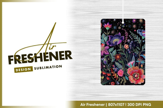 Colorful embroidered floral pattern on black background with various flower types Sublimation Regulrcrative 