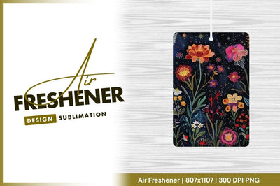 Colorful embroidered flowers on dark background design Sublimation Regulrcrative 
