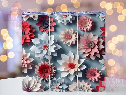 Colorful Exotic Flower 20oz Tumbler Wrap Sublimation Design, Straight Tapered Tumbler Wrap, 3D Flowers Tumbler Png, Instant Digital Download Sublimation SvggirlplusArt 