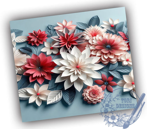 Colorful Exotic Flowers 20oz Skinny Tumbler PNG, Floral Tumbler Sublimation Wrap, Straight & Tapered Tumbler Wrap, Instant Digital Download Sublimation ToriDesigns 