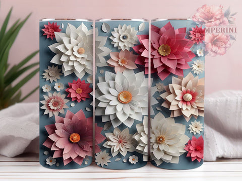 Colorful Exotic Flowers 20oz Tumbler Wrap PNG, 3D Floral Tumbler PNG Sublimation Design, Straight & Tapered Tumbler Wrap, Instant Digital Download Sublimation Li Zamperini 