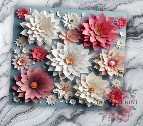 Colorful Exotic Flowers 20oz Tumbler Wrap PNG, 3D Floral Tumbler PNG Sublimation Design, Straight & Tapered Tumbler Wrap, Instant Digital Download Sublimation Li Zamperini 