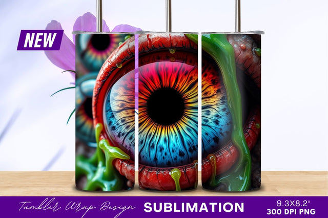 Colorful Eye With Green Slime Tumbler Png Sublimation Regulrcrative 