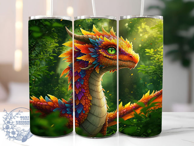 Colorful Fantasy Dragon 20oz Tumbler, Fantasy Dragon Wrap, 20oz Sublimation Wrap, Mythical Creature Cup, Vibrant Dragon Design, Fire Dragon Art, Magic Fantasy Tumbler Sublimation ToriDesigns 