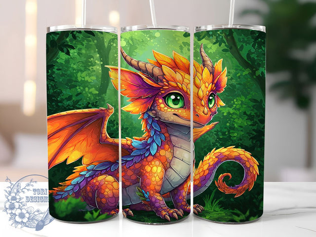 Colorful Fantasy Dragon 20oz Tumbler, Fantasy Dragon Wrap, 20oz Sublimation Wrap, Mythical Creature Cup, Vibrant Dragon Design, Fire Dragon Art, Magic Fantasy Tumbler Sublimation ToriDesigns 