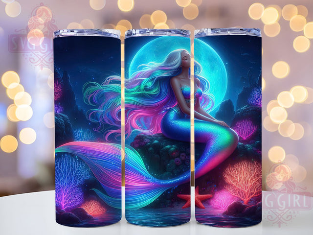 Colorful Fantasy Mermaid Tumbler, Ocean Wrap, Fantasy Design, Sublimation Art, 20oz Tumbler, Sea Life Theme, Mythical Style Sublimation SvggirlplusArt 