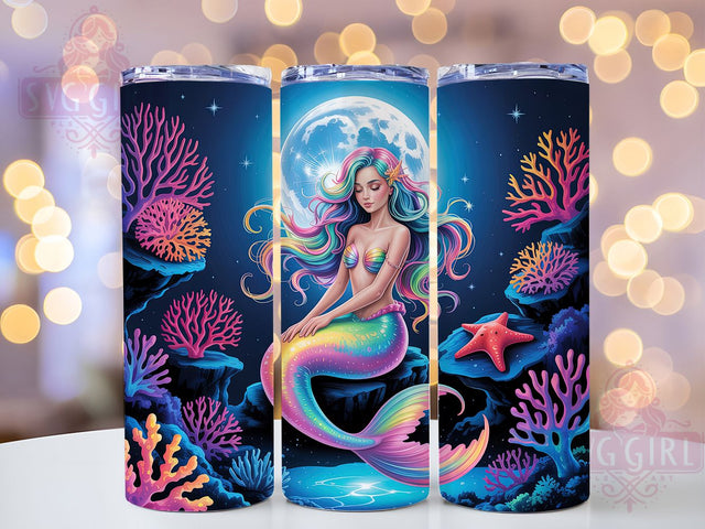 Colorful Fantasy Mermaid Tumbler, Ocean Wrap, Fantasy Design, Sublimation Art, 20oz Tumbler, Sea Life Theme, Mythical Style Sublimation SvggirlplusArt 