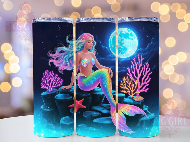 Colorful Fantasy Mermaid Tumbler, Ocean Wrap, Fantasy Design, Sublimation Art, 20oz Tumbler, Sea Life Theme, Mythical Style Sublimation SvggirlplusArt 
