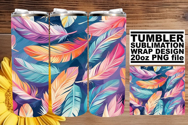 Colorful Feather Dream Tumbler Art 20oz Sublimation afrosvg 