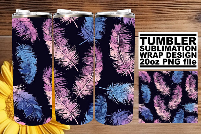 Colorful Feather Extravaganza Tumbler Design 20oz Sublimation afrosvg 