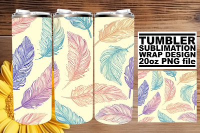 Colorful Feather Fantasy Tumbler Wrap 20oz Sublimation afrosvg 