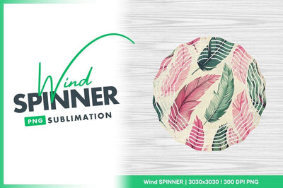 Colorful Feather Pattern Wind Spinner Round Png Sublimation Regulrcrative 