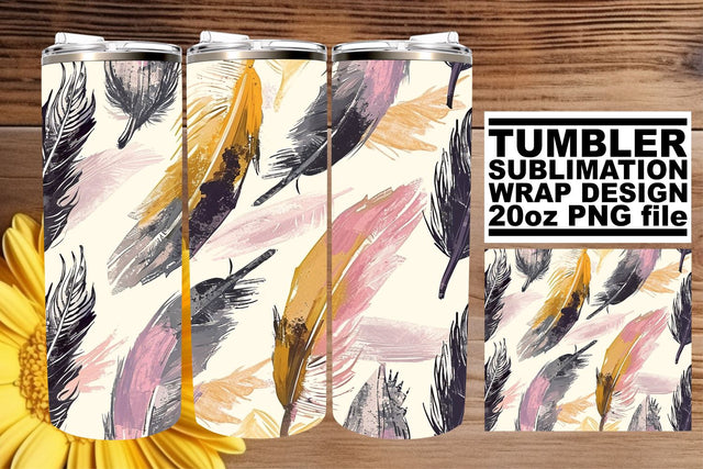 Colorful Feather Splash Tumbler Art 20oz Sublimation afrosvg 