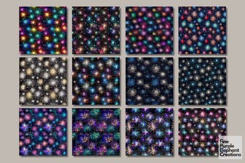Colorful Fireworks | 4th of July New Years Digital Pattern Fine Purple Elephant Creations 