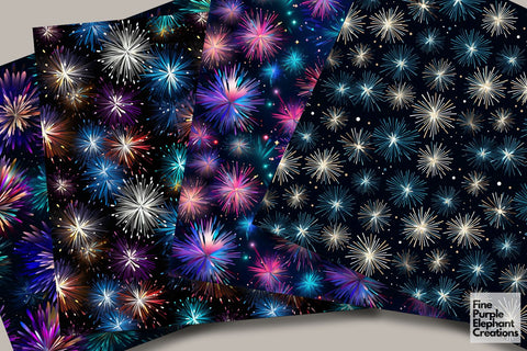 Colorful Fireworks | 4th of July New Years Digital Pattern Fine Purple Elephant Creations 