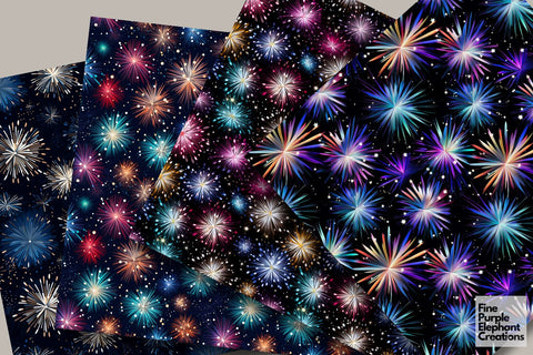 Colorful Fireworks | 4th of July New Years Digital Pattern Fine Purple Elephant Creations 