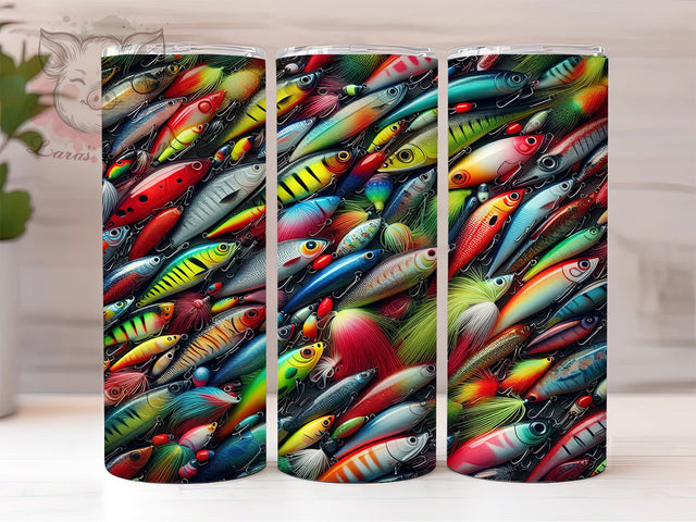 Colorful Fishing Lure Tumbler, Angler Tumbler Design, 20oz Tumbler Wrap, Sublimation Design, Outdoor Sports Gift, Bright Fishing Tumbler, Fisherman Wrap Sublimation Lara' s Designs 