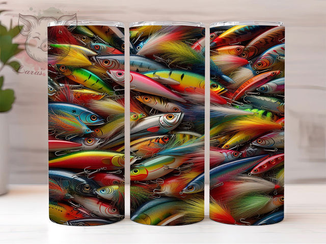 Colorful Fishing Lure Tumbler, Angler Tumbler Design, 20oz Tumbler Wrap, Sublimation Design, Outdoor Sports Gift, Bright Fishing Tumbler, Fisherman Wrap Sublimation Lara' s Designs 