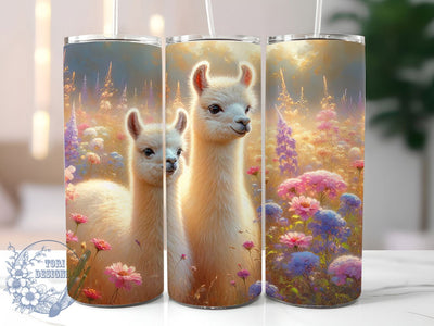 Colorful Floral Alpaca Tumbler, Spring Flowers Tumbler, Colorful Alpaca Wrap, Stylish 20oz Wrap, Sublimation Design, Trendy Gift Idea, Inspirational Spring Tumbler Sublimation ToriDesigns 