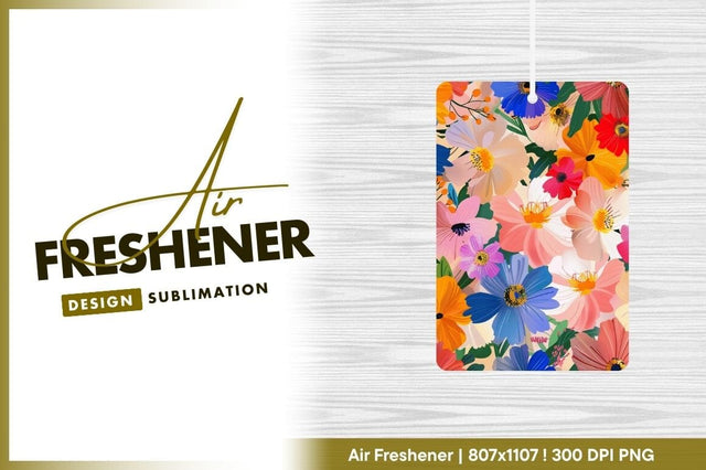 Colorful floral background image air freshener png Sublimation Regulrcrative 