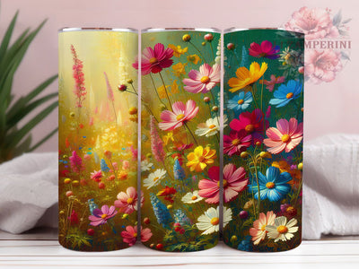 Colorful Floral Bloom Tumbler, Colorful Flowers, Vibrant Style, Nature Theme, Whimsical Art, 20Oz Tumbler, Sublimation Wrap Sublimation Li Zamperini 