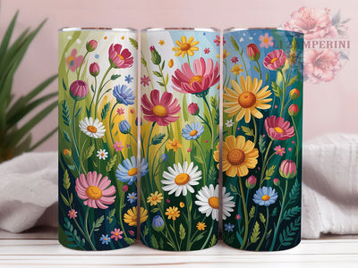 Colorful Floral Bloom Tumbler, Colorful Flowers, Vibrant Style, Nature Theme, Whimsical Art, 20Oz Tumbler, Sublimation Wrap Sublimation Li Zamperini 
