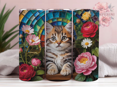 Colorful Floral Cat Tumbler, Cute Cat Tumbler, Whimsical Cat Wrap, Colorful Cat Wrap, Botanical Cat Wrap, Sublimation Design, Trendy Gift Idea Sublimation Li Zamperini 