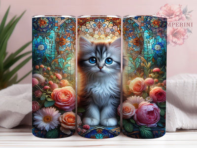 Colorful Floral Cat Tumbler, Cute Cat Tumbler, Whimsical Cat Wrap, Colorful Cat Wrap, Botanical Cat Wrap, Sublimation Design, Trendy Gift Idea Sublimation Li Zamperini 
