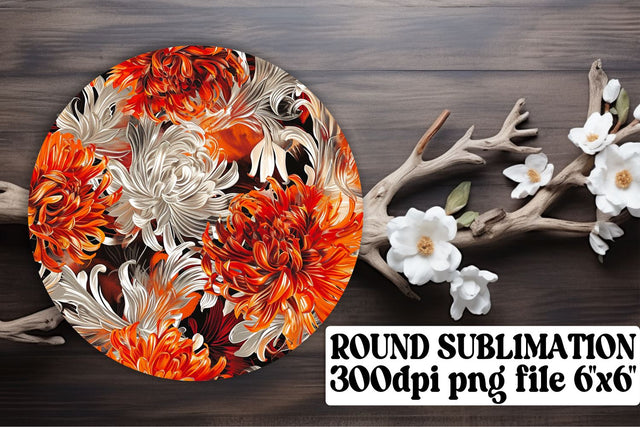 Colorful Floral Circle Sublimation Kit: Keychain, Coaster, Ornament Set Sublimation afrosvg 