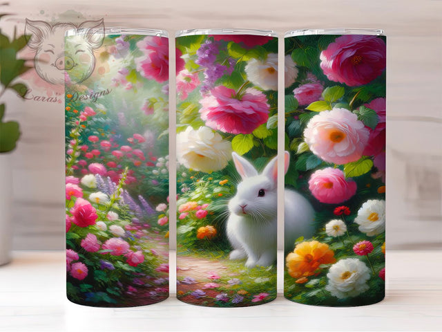 Colorful Floral Easter Bunny Tumbler, Spring Bunny Tumbler, Easter Bunny Wrap, Whimsical Bunny Wrap, Colorful Floral Bunny Wrap, Sublimation Design, Trendy Gift Idea Sublimation Lara' s Designs 
