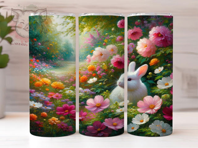 Colorful Floral Easter Bunny Tumbler, Spring Bunny Tumbler, Easter Bunny Wrap, Whimsical Bunny Wrap, Colorful Floral Bunny Wrap, Sublimation Design, Trendy Gift Idea Sublimation Lara' s Designs 
