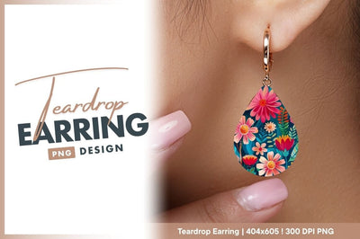 Colorful Floral Illustration with Pink Orange and Teal Flowers and Foliage Sublimation Regulrcrative 