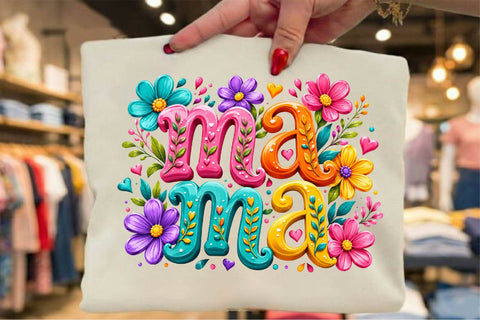 Colorful Floral Mama Typography PNG Sublimation SVGArt 
