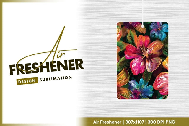 Colorful floral pattern background air freshener png Sublimation Regulrcrative 